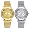 RELÓGIO FEMININO LUXO 2025 COM DIAMANTES QUARTZO PULSEIRA DE MALHA DOURADA